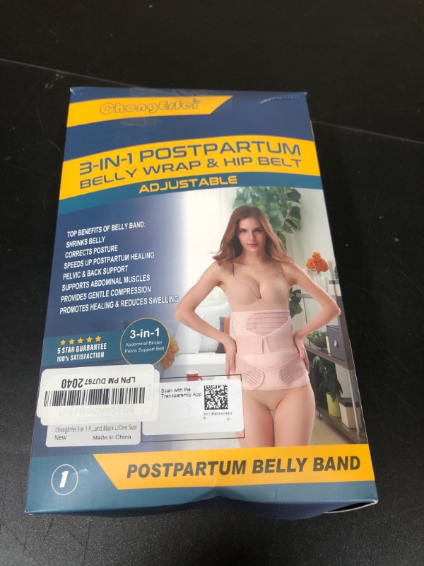 Photo 1 of ChongErfei 3 in 1 Postpartum Belly Wrap - Recovery Belly/Waist/Pelvis Belt Black Postpartum Belly Band,Black L/One Size
