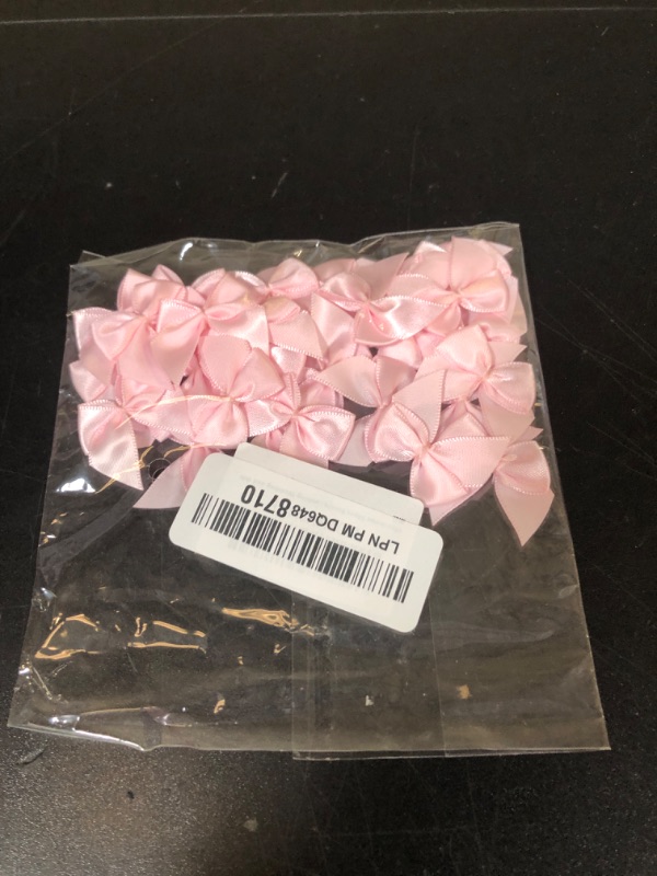 Photo 1 of 7Rainbows 50pcs Boutique Mini Pink Satin Ribbon Bows Flowers Appliques DIY Craft for Sewing Scrapbooking Wedding and Gift