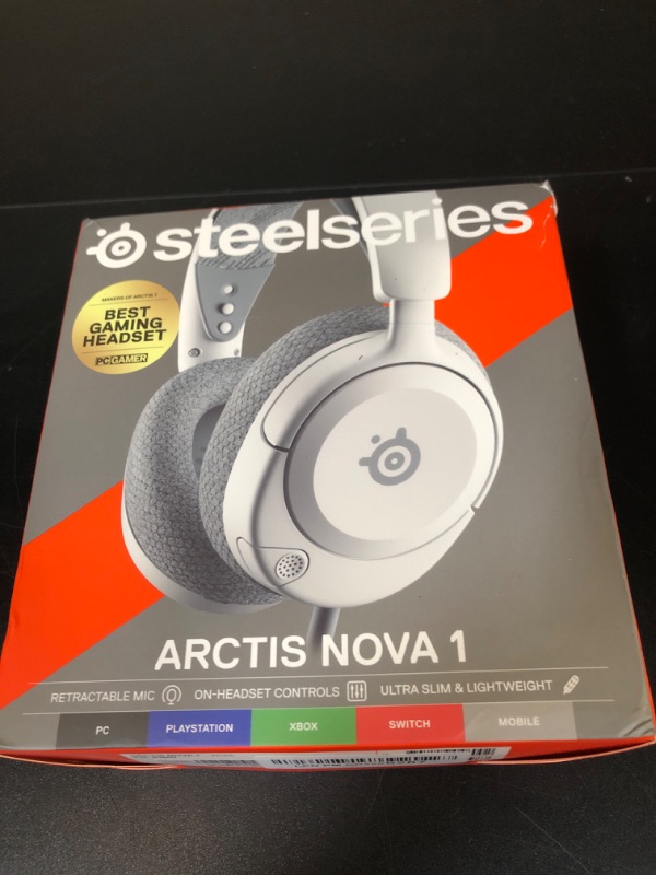 Photo 1 of SteelSeries Arctis Nova 1 Multi-System Gaming Headset — Hi-Fi Drivers — 360° Spatial Audio — Comfort Design — Durable — Ultra Lightweight — Noise-Cancelling Mic — PC, PS5/PS4, Switch, Xbox - White