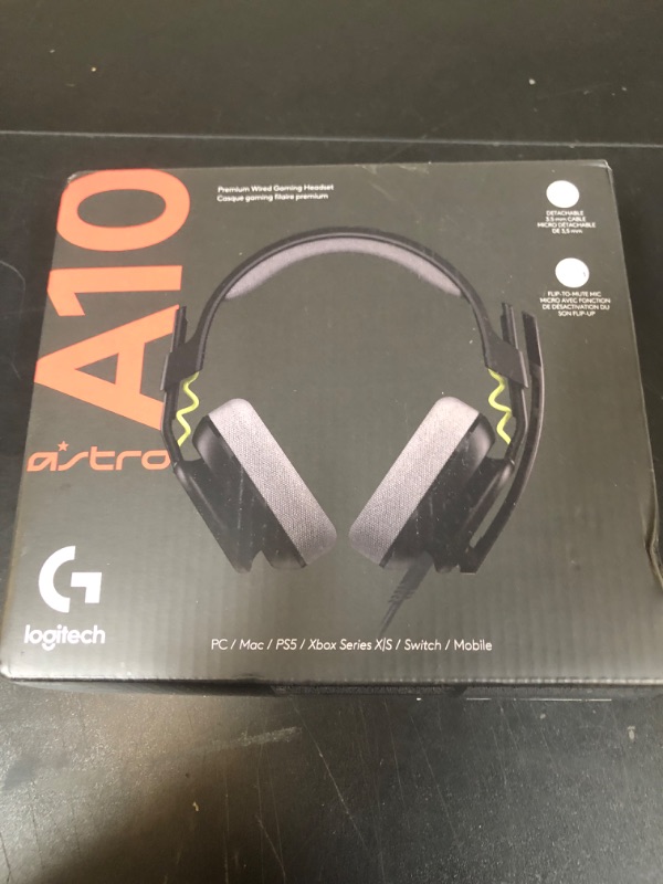 Photo 1 of Logitech G Astro A10 Gen 2 Cross-Platform Wired Gaming Headset for PlayStation 5/4, Xbox S|X, Nintendo Switch, PC: 3.5mm Headphone Jack, 32mm Drivers, Flip-to-Mute Mic, Over-Ear - Black/Xbox Edition