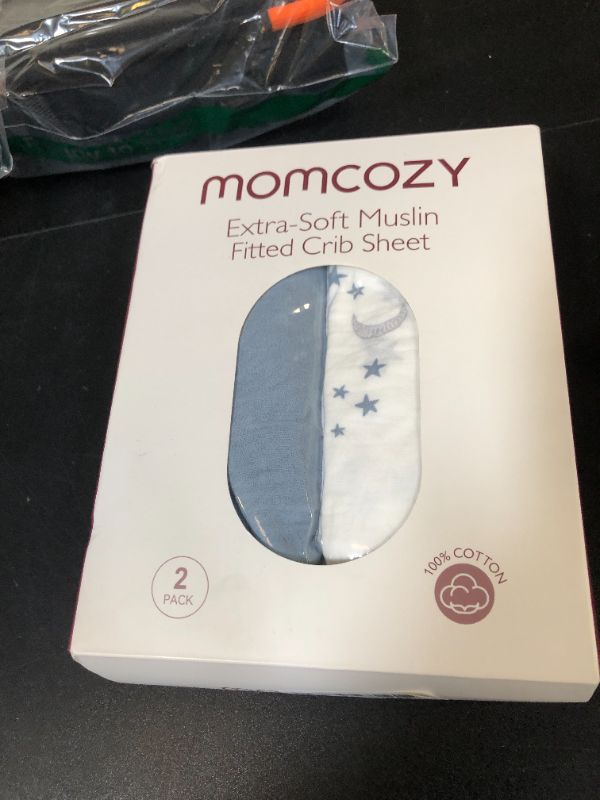Photo 1 of Momcozy Muslin Standard Fitted Crib Sheets, 52"x28", 2 Pack Soft Breathable Natural Cotton Baby Mattress Sheet, 360° Mattress Wrapping No Slip Boys Girls Neutral Toddler Bed Sheet, Blue Star Moon
