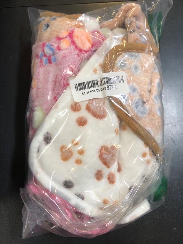 Photo 1 of 1 Pack 3 Blankets Super Soft Fluffy Premium Fleece Pet Blanket Flannel Paw Printed Throw for Dog Puppy Cat (Small 23x16'', Brown, Pink, White)