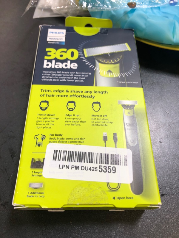 Photo 1 of Philips Norelco OneBlade 360 Hybrid Face + Body, Electric Beard Trimmer, Shaver and Body Groomer, with 360 Blade Technology, 1x 360 Blade for Face, 5in1 Adjustable Comb, 1x Body Kit, Model QP2834/70
