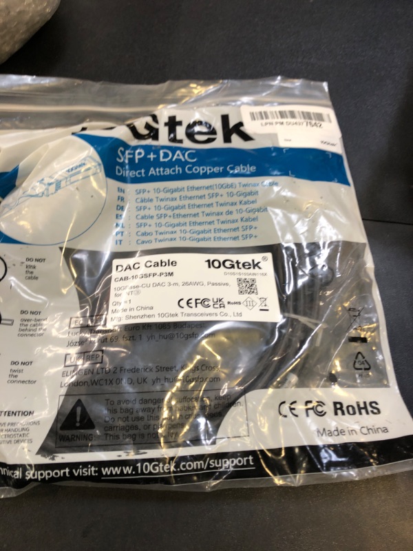 Photo 1 of 10Gtek SFP+ DAC Twinax Cable - 10GBASE-CU Passive Direct Attach Copper SFP Cable for Cisco SFP-H10GB-CU3M, Ubiquiti UniFi UC-DAC-SFP+, Meraki, Fortinet, D-Link, 26AWG, 3-Meter(10ft)
