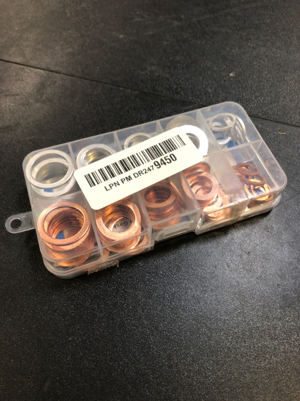 Photo 1 of 102 pcs Copper and Aluminum Crush Wahser Assortment, Oil Drain Plug Gasket Seal Assortment, 10mm 12mm 14mm 16mm 18mm