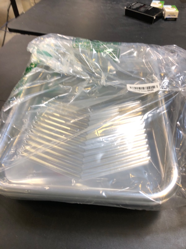 Photo 1 of Bates- Paint Tray Set, 9-Inch, 12 pcs, Plastic Paint Tray with 10 Tray Liner, Textured Deep Capacity Disposable Paint Tray with Wire Roller Frame, Paint Pan Liners, Transparent Paint Pans Trays