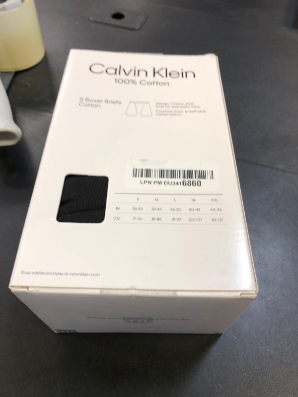 Photo 1 of Calvin Klein Men's Cotton Classics 5-pack Boxer Brief, 2 Blue Shadow Body W/Blue Shadow Waistband, 2 Charcoal Heather Body W/Charcoal Heather Waistband, 1 Black Body W/Black Waistband, Large