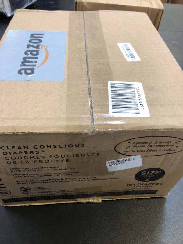 Photo 1 of The Honest Company Clean Conscious Diapers for Sensitive Skin | Hypoallergenic, Fragrance Free | Gender Neutral Printss | Super Club Box, Size 2 (12-18 lbs), 124 Count