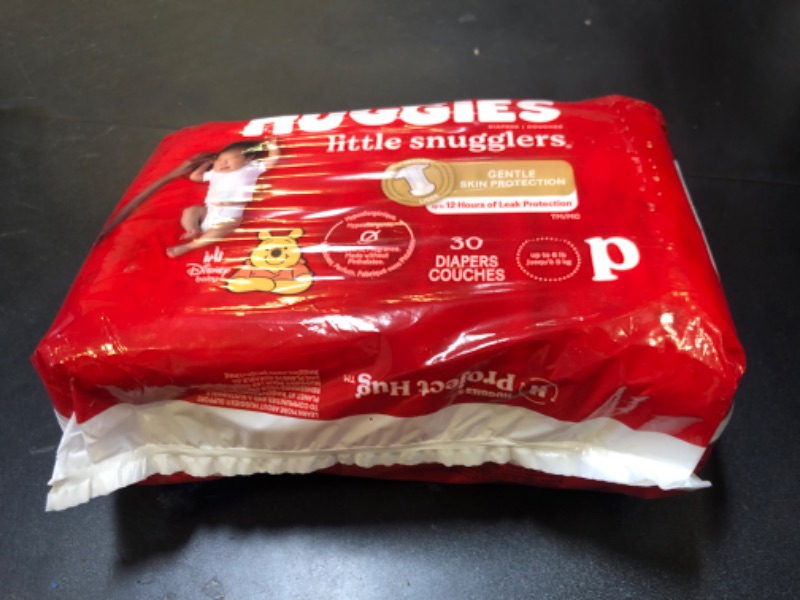 Photo 1 of Huggies Newborn Diapers, Little Snugglers Baby Diapers, Size Preemie (up to 6 lbs), 30 Count DAMAGED PKG

