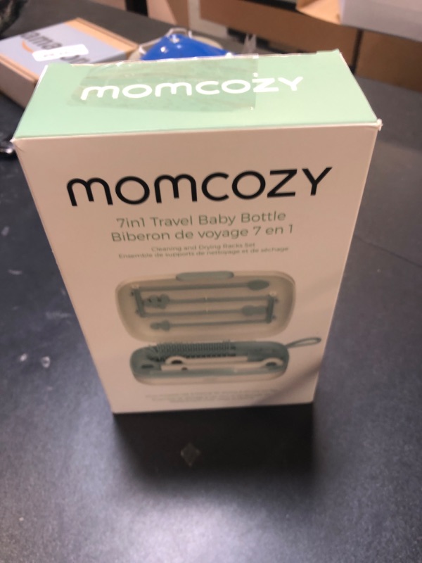 Photo 1 of Momcozy Bottle Brush Set - Baby Bottle Cleaner Kit with Silicone Brush, Nipple Brush, Straw Brush, Soap Dispenser, Drying Rack - 7 in 1 Bottle Cleaning Tool for Home and Travel, Green