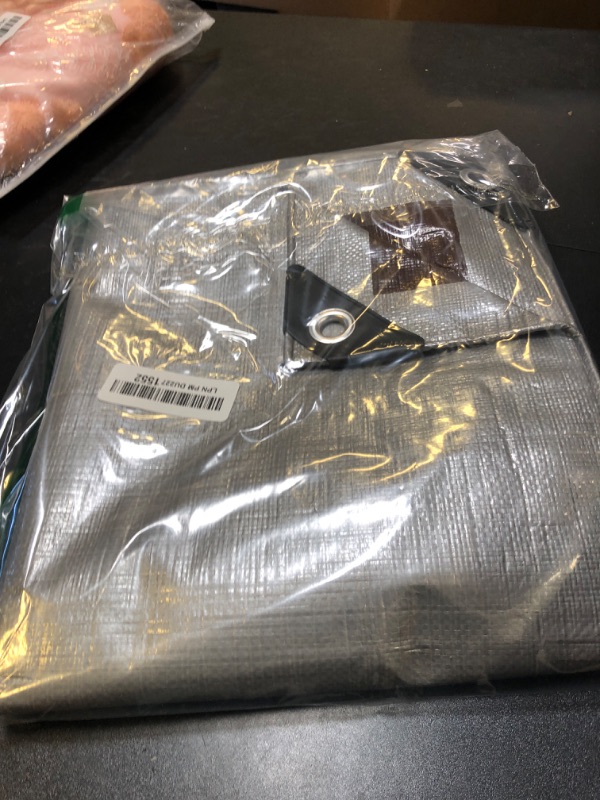 Photo 1 of RAINDEWAY Small Tarps Heavy Duty Waterproof 4x10 Feet, 10Mil Multipurpose Poly Mini Tarp Cover with Metal Grommets, Camping Tarpaulin Silver/Brown Tarp Finished Size