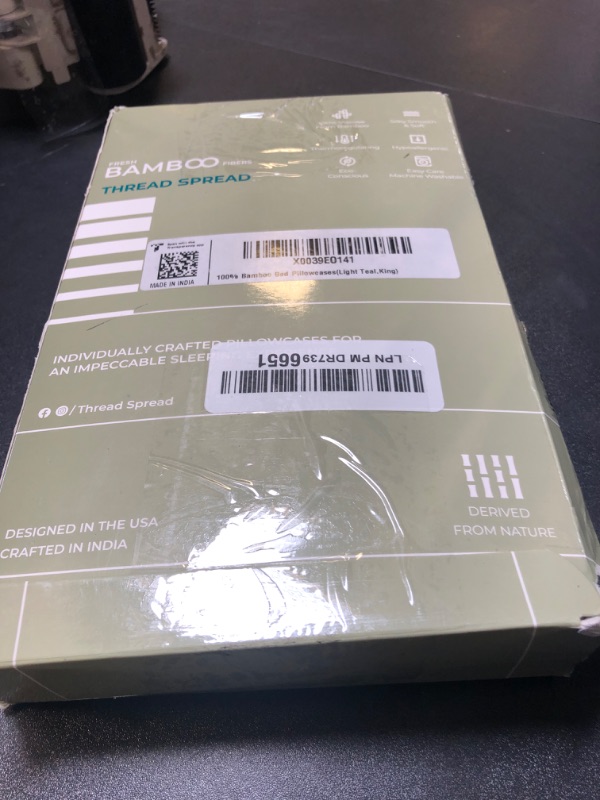 Photo 1 of Thread Spread 80% Cotton, 20% Viscose Derived from Bamboo Pillow Cases King Size Set of 2 - Pillow Cases King Size Set of 2, Silky Soft Hotel Quality, Breathable, Cooling Pillowcases - Light Teal