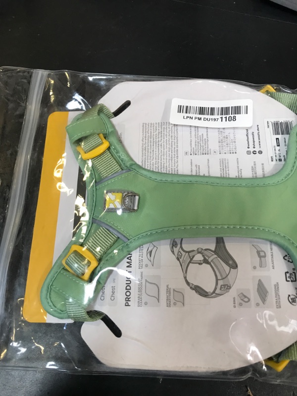 Photo 1 of WOOFO Core Dog Harness with Handle and Pocket, Sliver ion Inner Fabric, Wear-Resistant Shell Fabric, Reflective and Soft Padded (Avocado Green, Size Small)