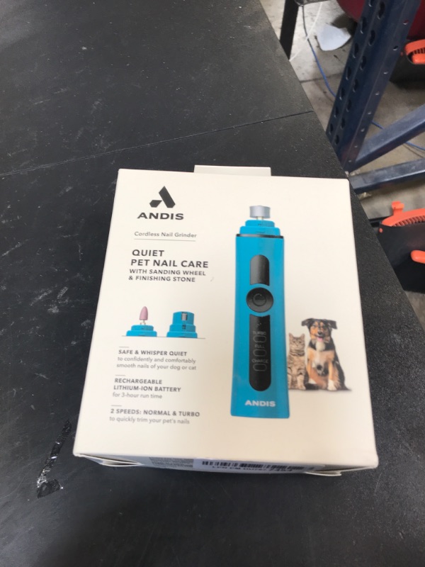 Photo 1 of Andis Professional 2-Speed Cord/Cordless Animal Nail Grinder with Rechargeable Lithium-Ion Battery, Blue, 561553