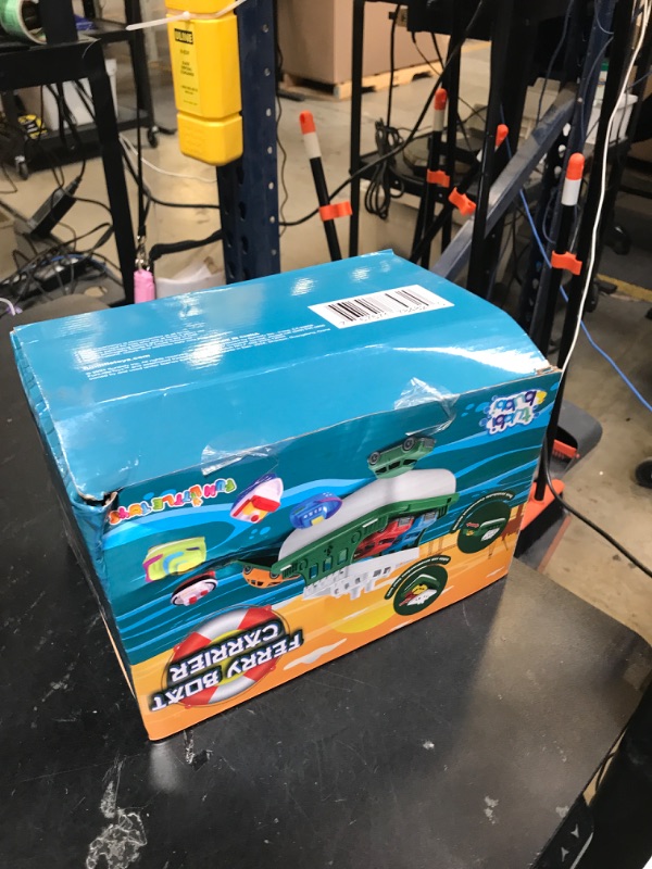 Photo 1 of Toy Boat Bath Toys for Toddlers with 4 Mini Car Toys and 4 Bath Boat Squirters, Kids Ferry Boat for Bathtub Bathroom Pool Beach Toys
