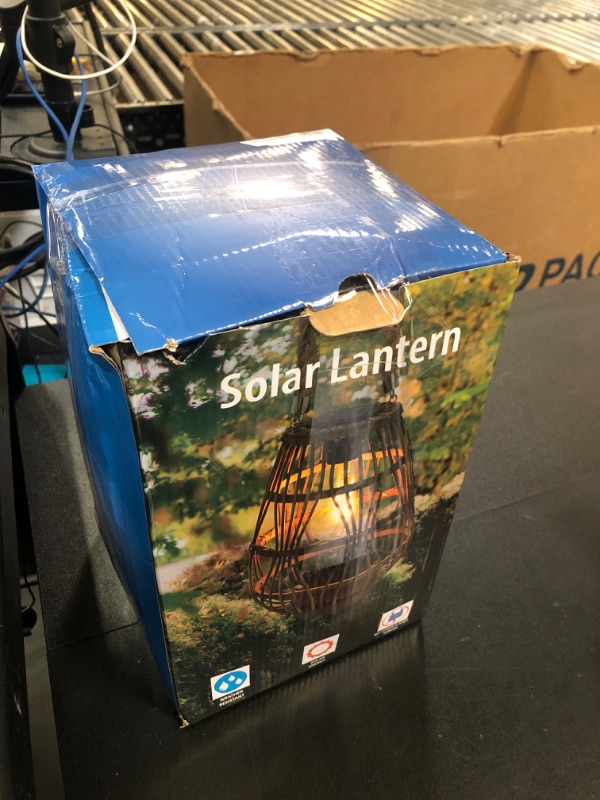 Photo 1 of Outdoor Solar Lantern Hanging Lights - Natural Rattan Solar Lantern with Handle, Large Waterproof Led Decorative Garden Lights, Bright Rattan Solar Table Lamp for Yard Patio Wedding Home Decoration