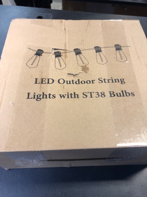 Photo 2 of Brightever LED Outdoor String Lights 100FT Patio Lights with 52 Shatterproof ST38 Vintage Edison Bulbs, Outside Hanging Light Waterproof for Porch, Deck, Garden, Backyard, Balcony, Dimmable 2700K