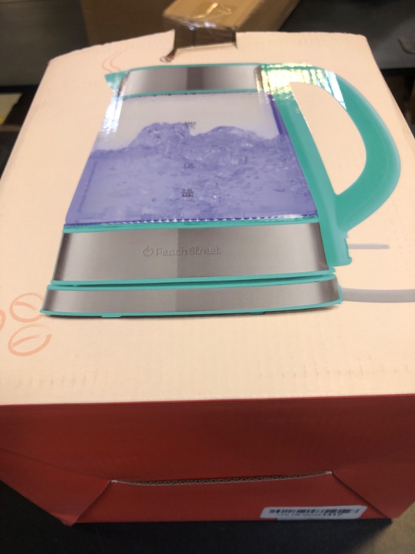 Photo 1 of Speed-Boil Water Electric Kettle, 1.7L 1500W, Coffee & Tea Kettle Borosilicate Glass, Water Boiler, Auto Shut-Off, Cool Touch Handle, Base Detachable, LED. 360° Rotation, Boil Dry Protection (Aqua)