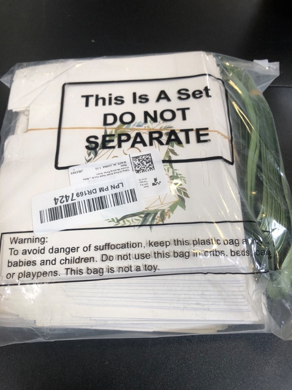 Photo 1 of Teling 50 Pack Small Thank You Gift Bags 4.5 x 1.8 x 3.9 in Mini Paper Bags with green Bow Ribbon Wedding Favors for Birthday Party Baby Shower