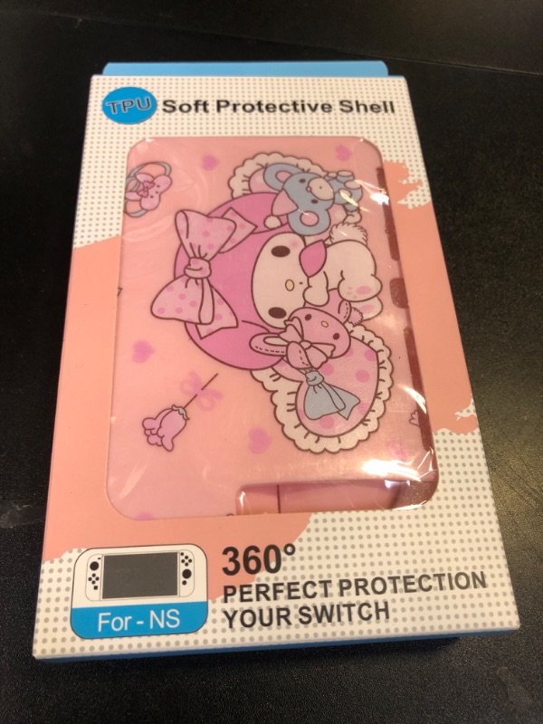 Photo 1 of DLseego Cute Rabbit Switch Protective Case Dockable Soft Silicone Shell Shockproof Scratch Resistant Cover Joy Con Skin with 4PCS Lovely Thumb Grips Caps