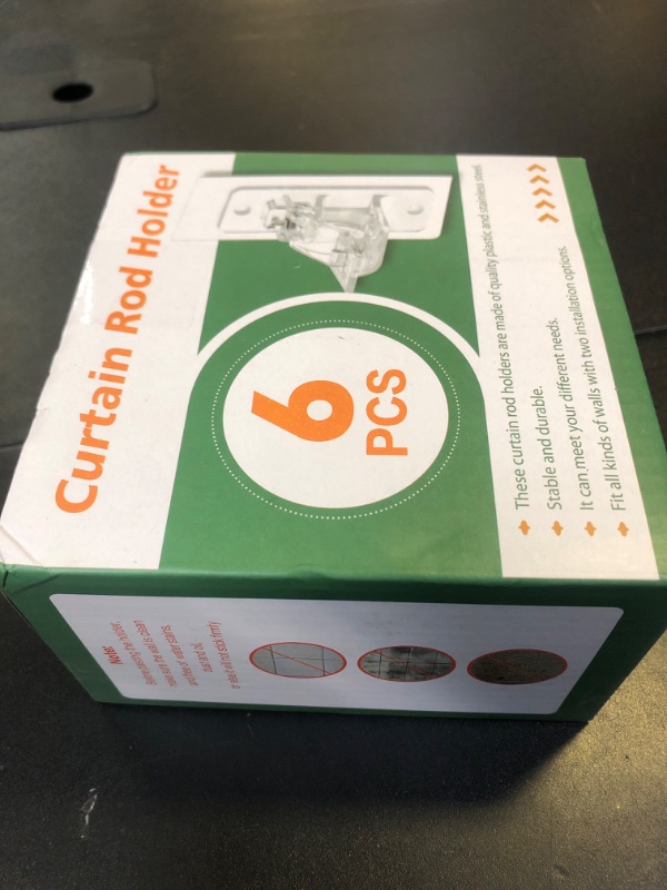 Photo 1 of 6-Pack No Drill Needed Curtain Rod Holders, Self Adhesive Rod Brackets, Multipurpose Nail Free Stick on Curtain Rod Hooks, Curtain Hangers for Bathroom, Bedroom, Livingroom