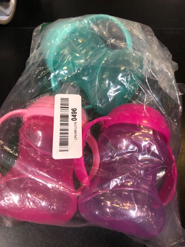 Photo 1 of Nuby Clik-It Grip N' Sip Soft Spout No-Spill Training Sippy Cup with Handles - (3-Pack) 10 oz - 4+ Months - Aqua/Purple/Pink