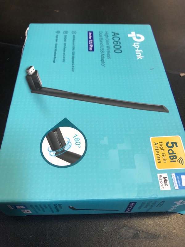 Photo 1 of TP-Link AC600 USB WiFi Adapter for PC (Archer T2U Plus)- Wireless Network Adapter for Desktop with 2.4GHz, 5GHz High Gain Dual Band 5dBi Antenna, Supports Win11/10/8.1/8/7/XP, Mac OS 10.9-10.14, Black
