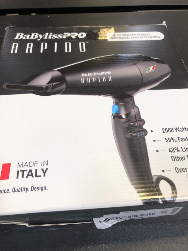 Photo 1 of BaBylissPRO Hair Dryer, Nano Titanium Rapido 2000-Watt Blow Dryer, Hair Styling & Appliances, Black, BRAP1