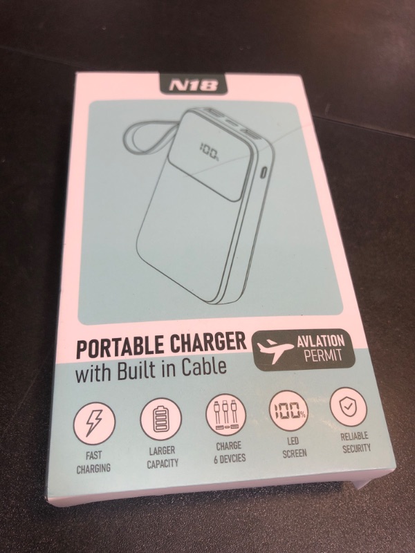 Photo 1 of Portable Charger with Built in Cable, 15000mAh Power Bank, 22.5W Fast Charging, 6 Outputs, Slim Travel Essential Battery Pack with LED Display, Compatible with iPhone 16/15/14/13, Samsung, iPad, etc