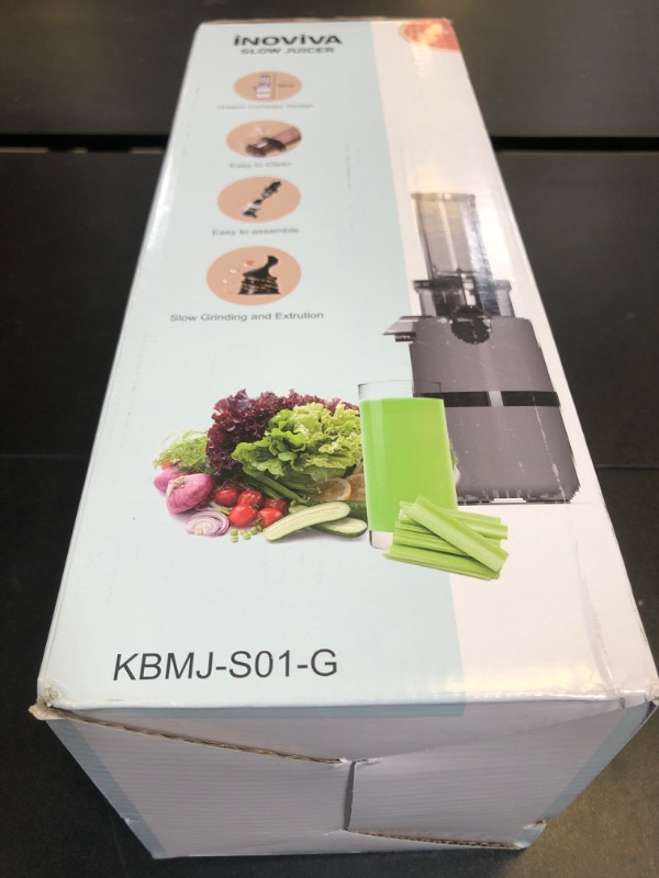 Photo 1 of Cold Press Juicer, INOVIVA Masticating Juicer Machines Compact, Slow Juicer with 70 RPM Low Speed, Juice Maker for Vegetable & Fruit, Portable Juice Extractor High Juice Yield & Easy to Clean, Grey