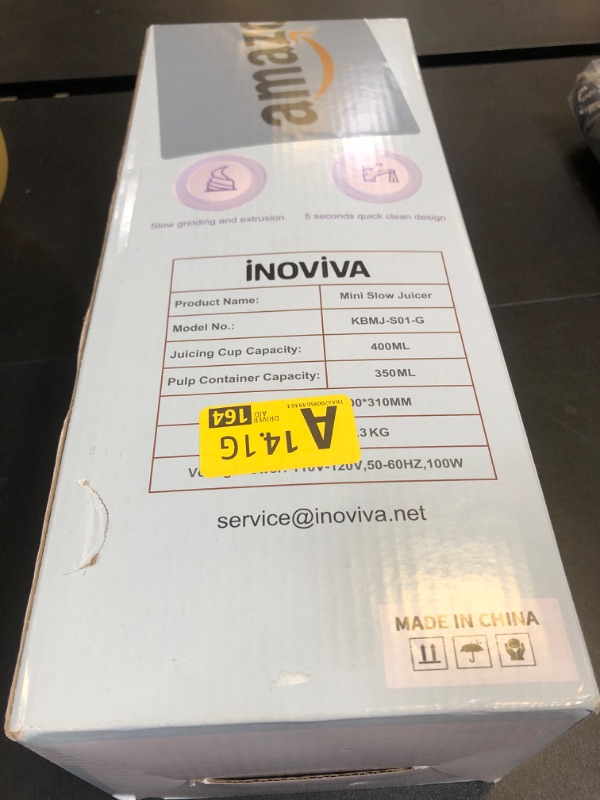 Photo 1 of Cold Press Juicer, INOVIVA Masticating Juicer Machines Compact, Slow Juicer with 70 RPM Low Speed, Juice Maker for Vegetable & Fruit, Portable Juice Extractor High Juice Yield & Easy to Clean, Grey