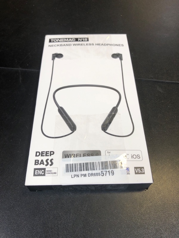 Photo 1 of TONEMAC N18 Neckband Bluetooth Earbuds, Wireless Bluetooth 5.2 Headphones with Microphone, Ultra-Lightweight Comfort, IPX7 Waterproof, Deep Bass Strong Beat, 20H Playtime, Magnetic Earphones -Black