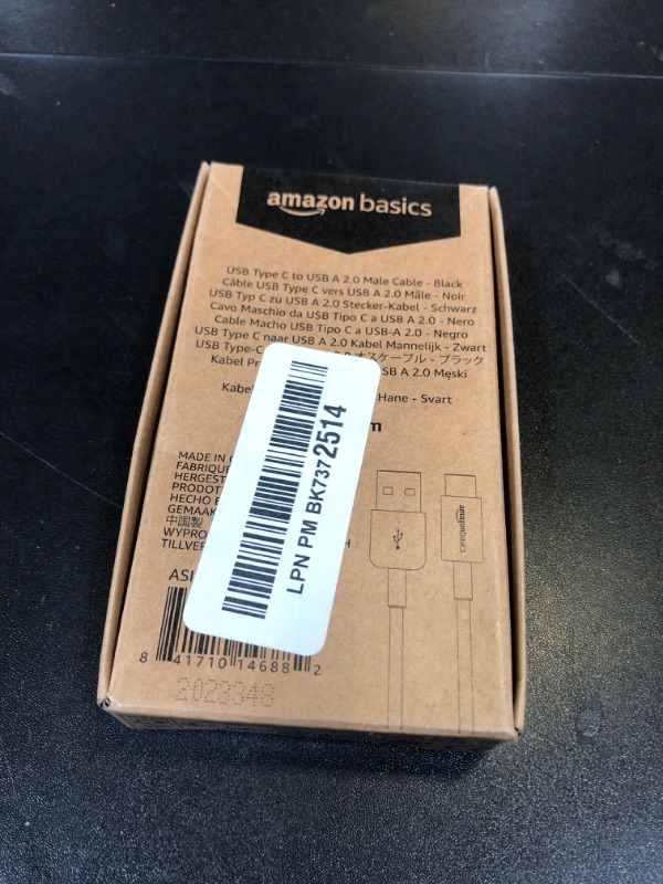 Photo 1 of Amazon Basics USB-C to USB-A 2.0 Fast Charger Cable, 480Mbps Speed, USB-IF Certified, for Apple iPhone 16/15, iPad, Samsung Galaxy, Tablets, 3 Foot, Black