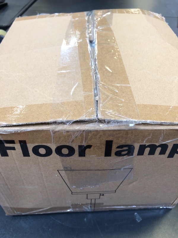 Photo 1 of Kukobo LED Floor Lamp Tall Standing Lamp, Black Modern Torchiere Floor Lamps for Bedroom Living Room Office, Bright Floor Lamp with White Plastic Shade, Bulb Not Included.