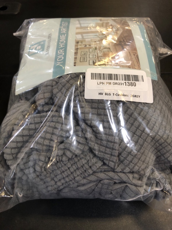 Photo 1 of H.VERSAILTEX Stretch 2 Piece T Cushion Sofa Slipcovers Individually Sofa Cushion Covers for 2 Cushion Couch Sofa Seat Cushion Covers with Elastic Bands Featuring Thicker Jacquard Fabric, Grey