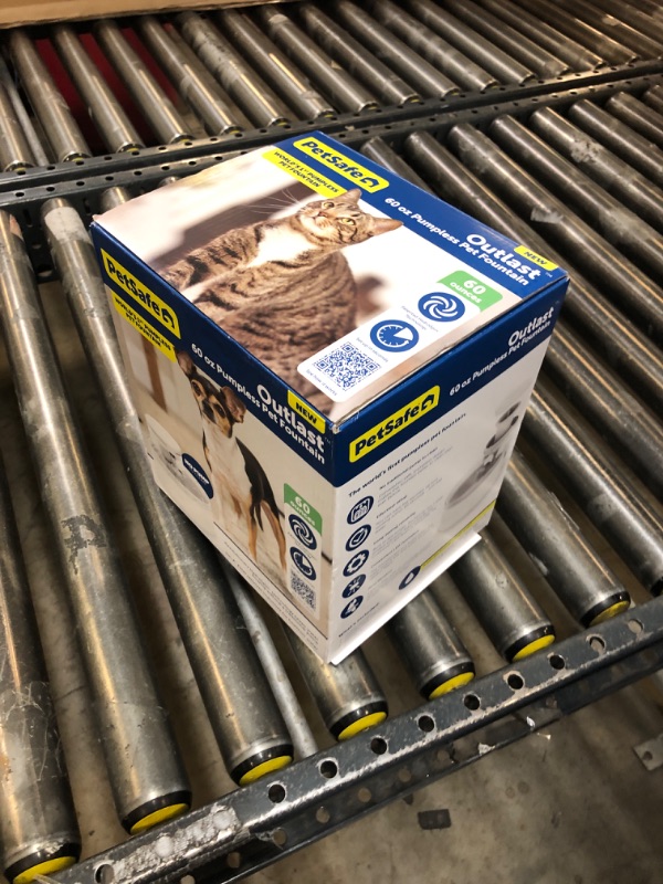 Photo 1 of PetSafe Outlast Pumpless Cat Water Fountain 60 oz/1.7L– Indoor Water Dispenser for Cats, Dishwasher Safe, Easy Assembly and Cleaning, Water Filter Included