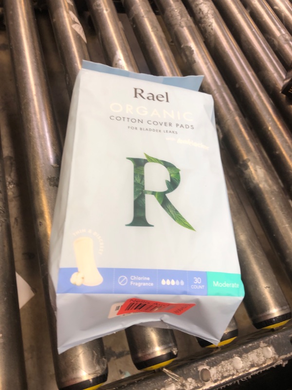 Photo 1 of Rael Incontinence Pads for Women, Organic Cotton Cover - Postpartum Essential, Heavy Absorbency, Bladder Leak Control, 4 Layer Core with Leak Guard Technology, Long Length (Moderate, 30 Count)