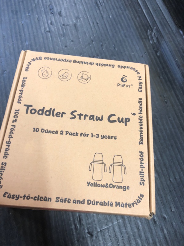 Photo 1 of Piifur Sippy Cups for Toddlers 1-3 No Spill Straw with Handle Water Bottle 2 Pack 10 Ounce
