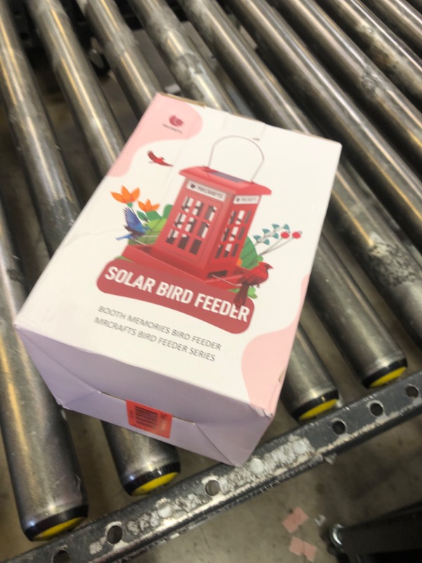 Photo 1 of MrCrafts Solar Bird Feeder - Solar Garden Decor - Metal White Phone Booth Bird Feeder - Unique Gifts for Christmas Birthday - Outdoor Solar Lantern Lights