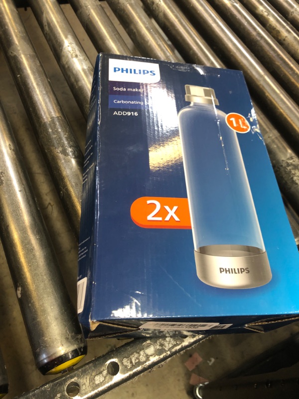 Photo 1 of PHILIPS Carbonating Bottles ADD916/37, 1L Twin Pack Reusable PET Sparkling Water Bottles Compatible Sparkling Water Maker, 2 Pack for ADD4902BKOQ/37, ADD4902WHOQ/37 and ADD4901GROQ/37, ADD4901BKOQ/37