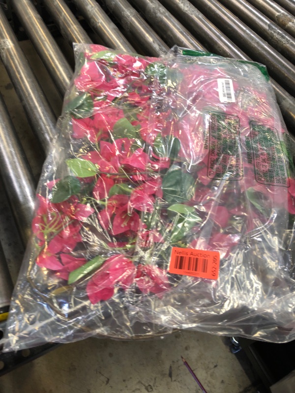 Photo 1 of 2 PCS 50 Inch Silk Bougainvillea Artificial Flowers, Faux Triangle Plum Flowers?Fake Bougainvillea Vine, Using for Wedding Porch Home Centerpieces Party Garden Indoor Outdoor Spring Decor (Rose Red)