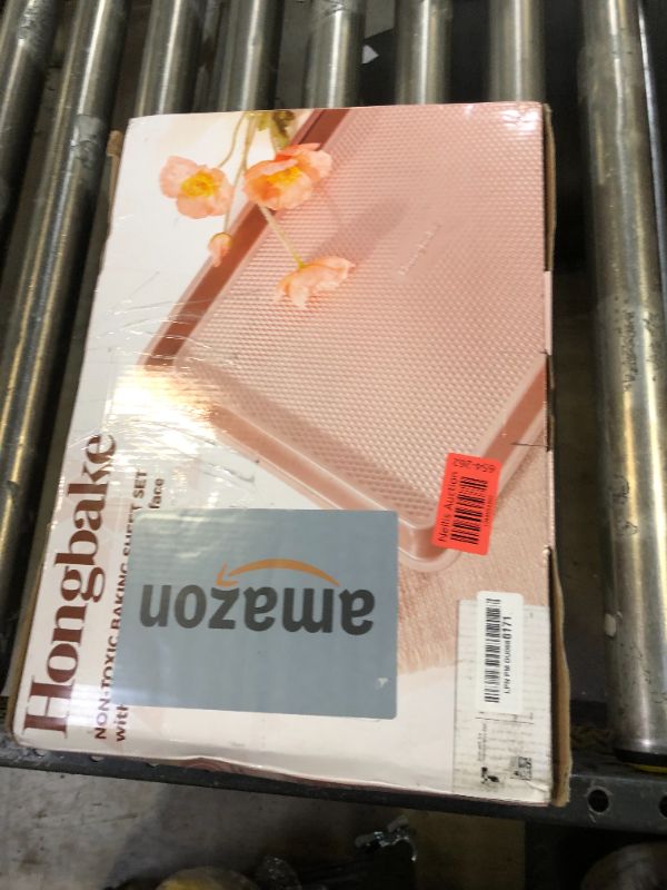 Photo 1 of HONGBAKE Baking Sheet Pan Set, Cookie Sheets for Oven, Nonstick Half/Quarter/Jelly Roll Pans with Diamond Texture Pattern, Heavy Duty Cookie Tray, Cream Beige
