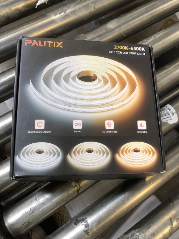 Photo 1 of PAUTIX COB LED Strip Light White CCT Tunable 32.8ft/10m,UL-Listed 6400LEDs Dimmable 2700K-6500K CRI90+ 24V LED Tape Light Kit with APP Control/Music Mode,for Under Cabinet Bedroom Kitchen DIY Lighting