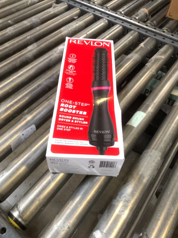 Photo 1 of REVLON One-Step Hair Dryer and Styler - Root Booster Round Brush for Styling, Dryer Brush for Fast and Easy Salon-Quality Blowout, More Shine and Less Frizz (1-1/2 in)