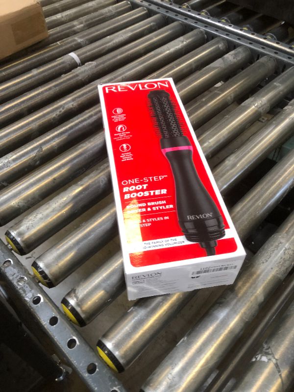 Photo 1 of REVLON One-Step Hair Dryer and Styler - Root Booster Round Brush for Styling, Dryer Brush for Fast and Easy Salon-Quality Blowout, More Shine and Less Frizz (1-1/2 in)
