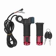 Photo 1 of 1 Pair EBike Throttle Grip, Universal Electric Bicycle Scooter Twist Handlebar with LCD Battery Voltage Display Key Knock, 12V-84V Electric Bike Throttle Grip for Motorbike Motorcycle E-Bike (Blue)