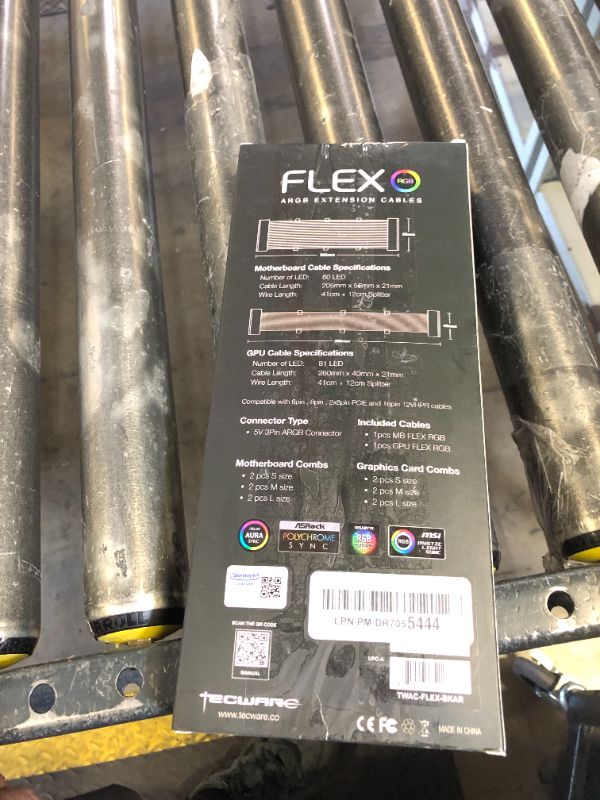 Photo 1 of TECWARE Flex RGB, PSU Extension Cable Cover Kit, Light Up LED Strip Set for GPU and Motherboard PC Cables, 5V 3 Pin ARGB Sync, Compatible with 8-Pin, 16-Pin, 24-Pin, Black