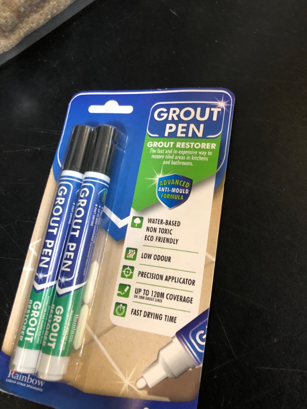 Photo 1 of Grout Pen Black Tile Paint Marker: Waterproof Grout Paint, Tile Grout Colorant and Sealer Pen - Narrow 5mm, 2 Pack with Extra Tips (7mL) - Black