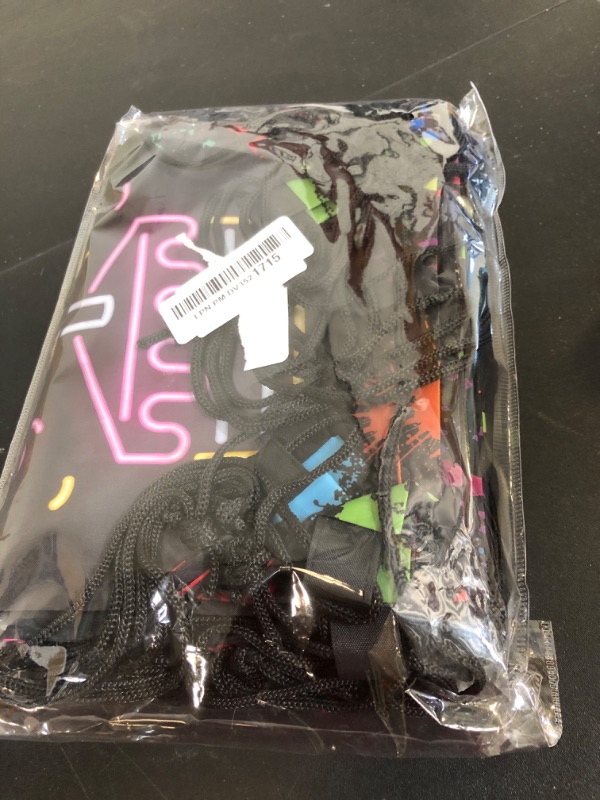 Photo 1 of 12 Pack Glow Party Supplies Favor Drawstring Bags for Kids' Birthday, Boys Girls Glow Neon Drawstring Backpack Bag as Loot and Goodie bags for Gifts, Treat, Candy or Theme Birthday Party Decorations