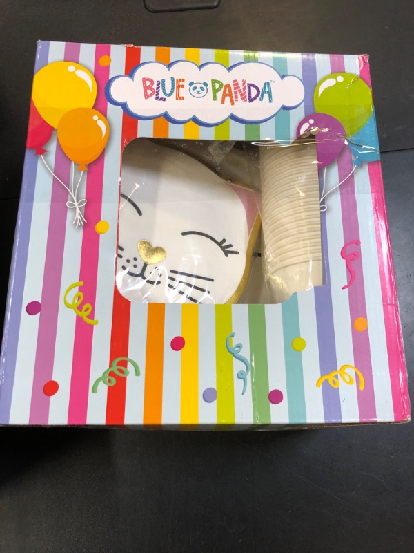 Photo 1 of 144 Piece Cat Themed Party Supplies Set, Serves 24 Includes Plates, Napkins, Cups, Cutlery – Kitty Birthday Decorations & Kitten Themed Parties Decorations